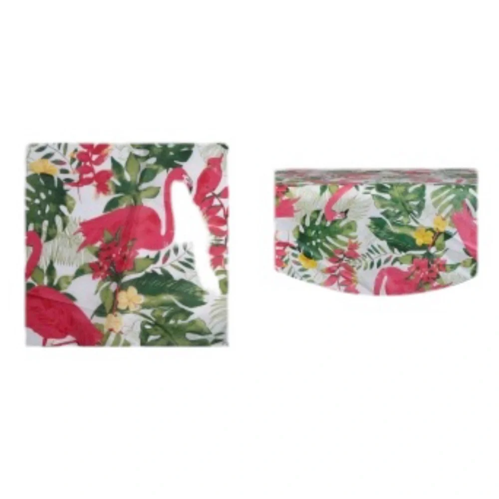 Home Collection Tropical Flamingo PEVA Tablecloth w Flannel Backing